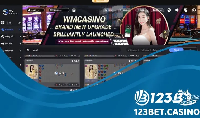 Đặt cược Baccarat 123Bet qua hệ thống bàn game live hiện đại